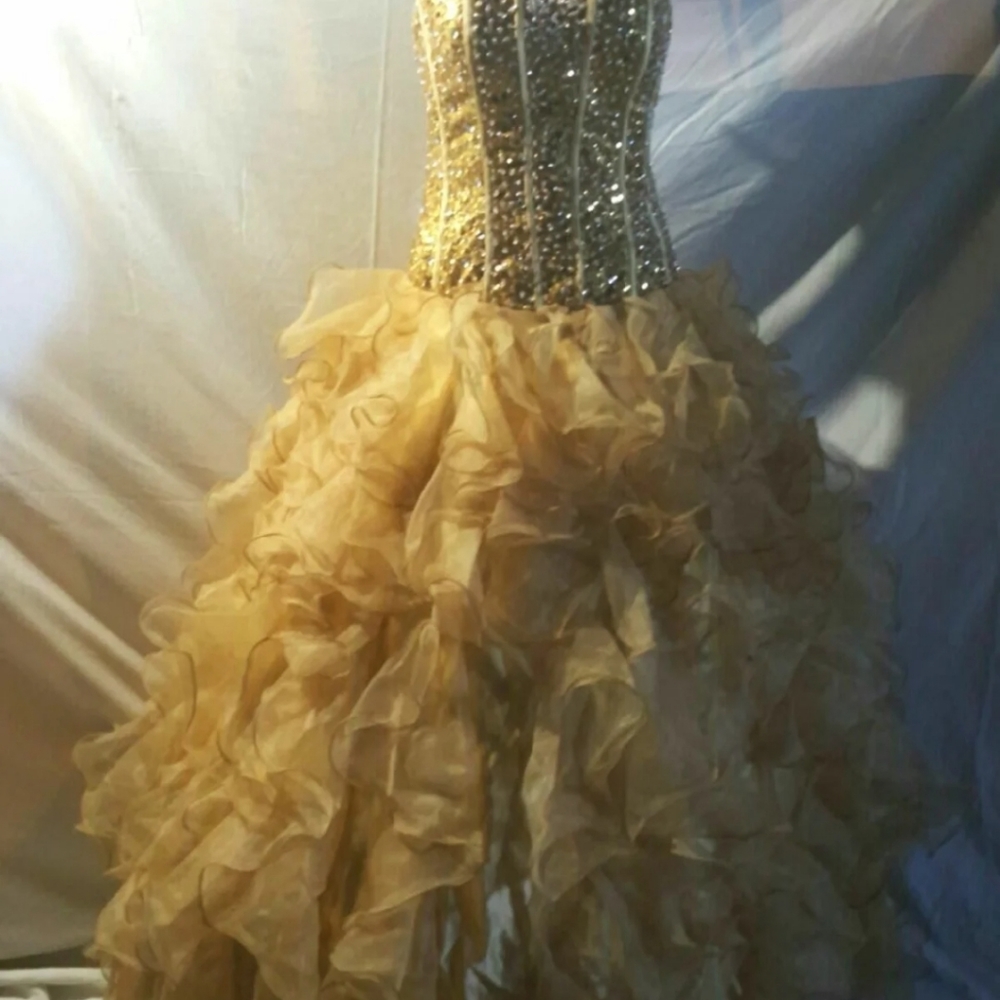 Beautiful gold ruffled sequence dress